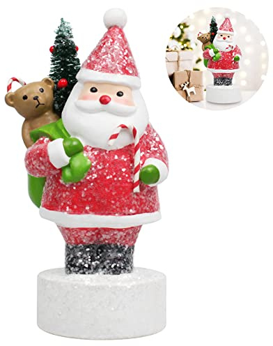 WinSence 2025 Christmas Decorations Santa Claus Figurines 6.3'' Standing Collectibles Statue for Office Desktop Tabletop Home Decor