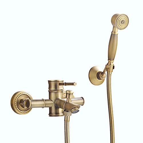 HomeLava Badewannenarmatur mit Handbrause Wasserhahn Badewanne Mischbatterie Einhand-Wannenbatterie mit Umsteller, Aufputz Einhebel Wannenmischer-Dusche set