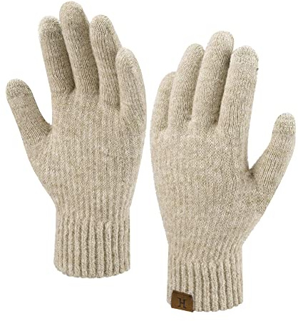 Mujer Invierno Cálido guantes Tactiles Térmico Tejer Guantes Trabajo para Clima Frío Regalos, Beige, Talla única