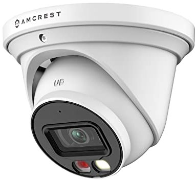 Amcrest 5MP AI Turret IP PoE Camera w/ 49ft Nightvision, Security IP Camera Outdoor, Built-in Microphone, Human & Vehicle Detection, Active Deterrent, 129° FOV, 5MP@20fps IP5M-T1277EW-AI
