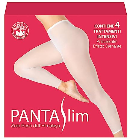 PANTASLIM L'Originale kit con 4 trattamenti - collant drenante anticellulite con Sale Rosa dell'Himalaya - compresi pantaloni in cartene e tanga monouso - Inci 99% di originale naturale