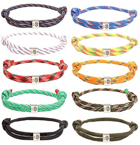ADRAMATA 10Pcs Bracciale Nautico per Donna Uomo Unisex Surf Onda Bracciali Corda Intrecciata Bracciali String Regolabile Albero della Vita Braccialetti Set Colorato Fatto a Mano Uomo Bracciale Set