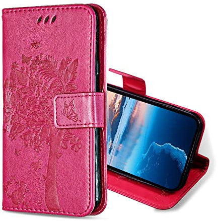 KANVOOS Cover per Samsung Galaxy S23, Cover a Libro Custodia in Pelle PU con Silicone TPU, Antiurto Flip Caso Portafoglio Cover per Samsung S23 (Fucsia)
