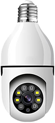KEIRAA Telecamera di Sicurezza Domestica E27, Sistema Di Allarme Con Telecamera a Lampadina 1080P con WiFi a 2,4 GHz, Telecamere Di Sorveglianza Wireless Panoramiche a 360° Con Visione Notturna