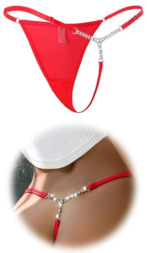 ohmydear String sexig tanga dam chic trosor stor midja stringtrosor för dam mjuk bikini mesh tanga outfit sexig G-string underkläder, Färg: röd, XL/XXL
