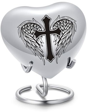 AIWENXI Urne funéraire pour animal de compagnie - Mini urne funéraire pour animal de compagnie - Urne funéraire pour cendres - Croix argentée