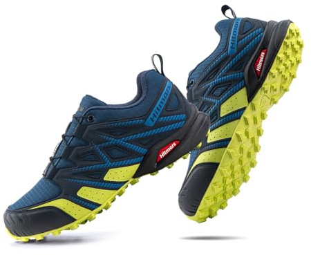 Hitmars Chaussure de Trail Homme Femme Chaussure de Randonnée Basses Basket Trail Running de Trekking Respirant Antidérapant Marche Multisports Unisexe Bleu-Vert EU 44