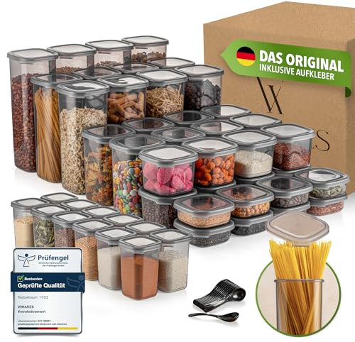 Viwares Vorratsdosen mit Deckel Luftdicht, 48er Vorratsbehälter Set BPA-Frei, Vorratsdose zur Müsli Mehl Aufbewahrung Küche, Praktische Organizer Küche, Frischhaltedosen für Lebensmittelaufbewahrung