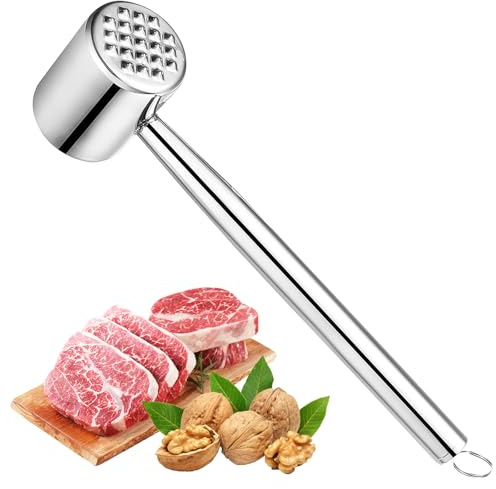 Byffoer Attendrisseur à viande, en acier inoxydable, attendrisseur de viande double face, passe au lave-vaisselle, pour steak et escalopes