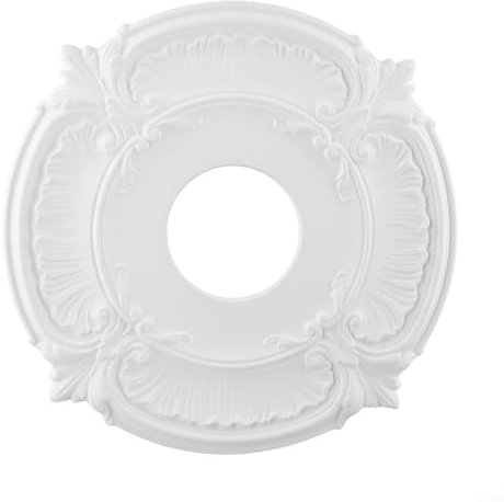 Medallón decorativo de techo de 12 pulgadas, estilo europeo, material de poliuretano, cubre agujeros y grietas, color blanco, ligero para ventiladores, candelabros, fácil instalación, resistente a la