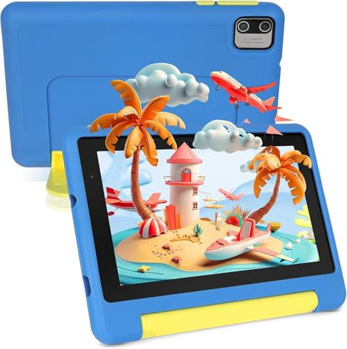 Ainmel Kinder Tablet 7 Zoll, Android 13 Quad Core, 8GB RAM+64GB ROM+128GB erweiterbar, Wi-Fi, Bluetooth, Type-C, Kids Tablet, Blau