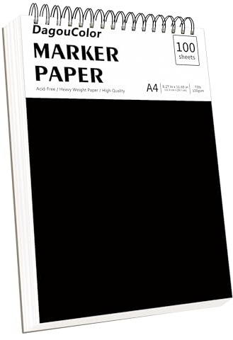 DagouColor Papel Marcadores de Alcohol, A4, 2 Pack, 100 Hojas (200 Páginas) Papel de Dibujo, Prevención de Fugas Papel Marcado Alcohol, Almohadilla de Dibujo Sin Acido para Artistas Adulto
