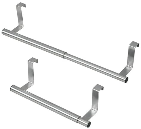 Portasciugamani sopra la porta, 2 portasciugamani estensibili, in acciaio inox, per cucina, bagno, armadio e porte del radiatore (24 cm-40 cm)