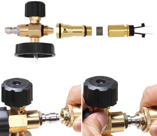 Yuanpgky Vasetto in schiuma idropulitrice da 1 l con attacco rapido da 10,2 cm per auto, tetto barca e pulizia esterna, in plastica resistente + PP + struttura in metallo, regolabile (rosso nero 1L)