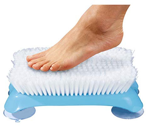 Badebürste, Wandbürste mit Saugnäpfen, Hellblau