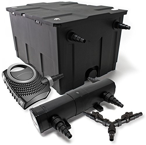 SunSun Kit complet: CBF-550 Filtre de bassin jusqu'à 60000 L Biologique, CTF-8000 SuperECO pompe de filtration 8000l/h 70W, CUV-218 lampe uv UVC Clarificateur avec 18W, Y-distributeur