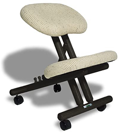cinius Ergonomisk stol ortopedisk knästol datorstol knäpall tyg svart/naturlig färg