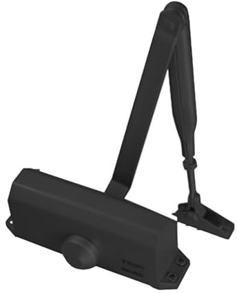 TESA DC110 chiudiporta, EN 3, per porte standard, braccio articolato, Nero RAL 9005, montaggio superficiale, velocità e colpo finale regolabili