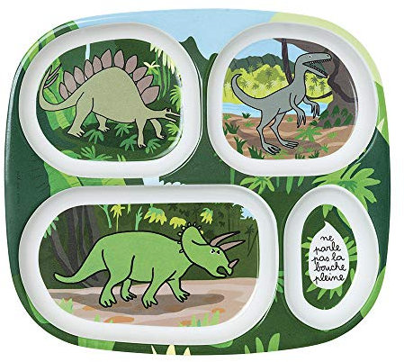 Petit Jour Paris DI935L Tablett, mit Fächern, die Dinos – perfekt für die Abwechslung von Lebensmitteln.