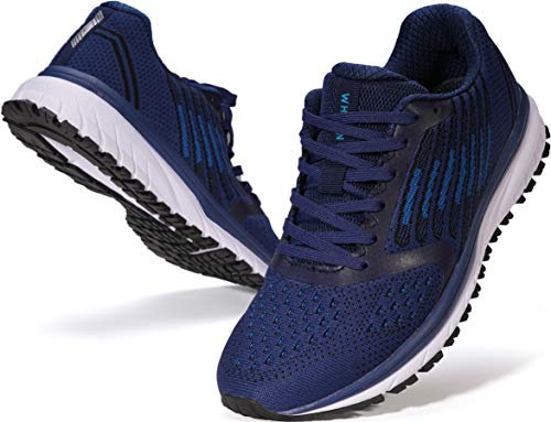 Joomra Whitin Men's Tennis Shoes Lace up Walking Trail Running Size 11 Blue Gym Comfortable Exercise Fashion Cushion Cross Training for Man Breathable Athletic Sneakers 45