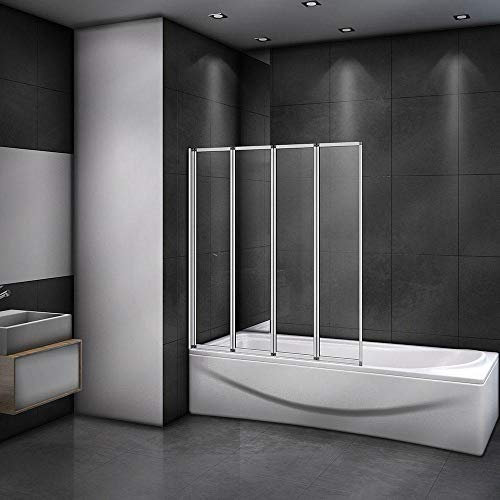 Mamparas de Bañera Biombo Plegable Cristal 4mm Gris Mate - 4 cristales plegables 100x140cm