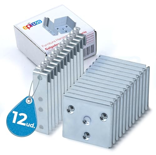 EPIEZA Juego de colgadores para cabeceros, cabezales, muebles de cocina, armarios, (incluye bastoncillo colgador y placa soporte). Herrajes para colgar muebles de cocina. (12)