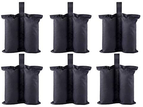 JPJYE Sacs de poids pour abris instantanés robustes de qualité supérieure - Sac de sable pour pieds de tente, auvent dépliant, sac de pieds lesté (taille M - 6, noir)
