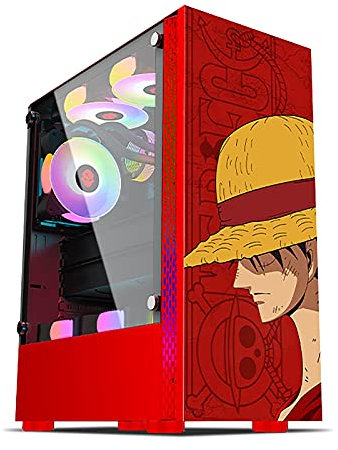 BBNB Cajas De Computadora Roja, Caja De Juego De PC De La Torre Media ATX/M-ATX/ITX - Puerto Frente E/S USB 3.0 - Panel Lateral De Vidrio Templado