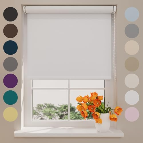 Radeco® Verdunkelungsrollo 80 x 275 cm weiß, Größen von 40 bis 240 Breite, ohne Bohren möglich, Rollo wandmontage, Rollo 80 cm breit, Fenster rollos für innen, rollos für Fenster