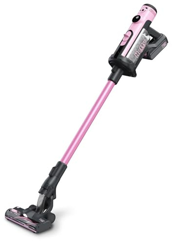 Hetty Quick Cordless Stick Vacuum Cleaner, HTY.100, Up to 60 Mins Runtime, Dust-free Emptying, Powerful Cleaning, Interchangeable Battery, Lightweight, Pink