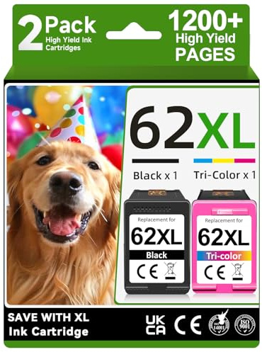 62XL Ink Cartridges Black and Color Compatible for HP 62XL Ink Cartridge Combo Pack for HP Ink 62 Fit for Envy 7640 5660 7645 5540 5640 OfficeJet 5746 5740 5745 5741 8040 250 200 Printer