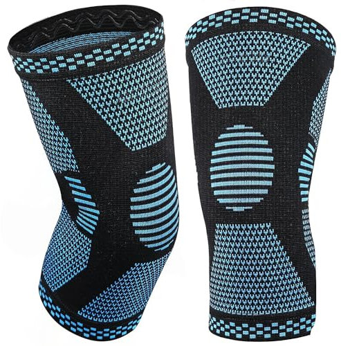 MILAIUN Kniebandage Damen Männer, 2 Stück Elastische Bandage, Kompressions kniestütze für Sport, Verstellbare Patella, Orthopädische, Stabilisierung, Arthrose, Meniskus, Krafttraining(Blau-2XL).