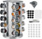 AMALO Rotating Spice Rack Organiser with 20 Spice Jars, Thick and Strong Spice Racks Free Standing Kitchen Carousel Spice Storage Can Rotated 360°,20 Glass Spice Jars for Cooking Revolving Spice Rack