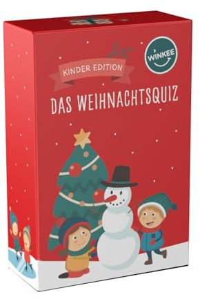 Winkee - Édition Quiz Kids de Noël | Jeu de cartes amusant à partir de 6 ans | 100 questions de quiz | Jeu de connaissances | Édition de Noël | Jeu pour enfants | Cartes Quiz avec questions | Cadeau