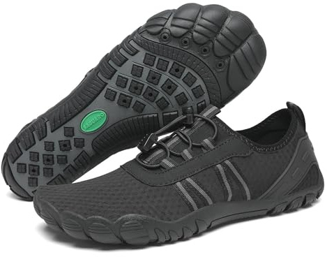 SAGUARO Unisex barfota badskor halkfria barfotaskor snabbtorkande vattenskor med dräneringshål storlek 36–48, svart, 48 EU