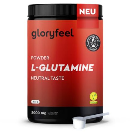 L-Glutamin Pulver 600g vegan - Geschmacksneutral - 5.000mg reines, bioaktives L-Glutamin pro Portion - 120 Portionen Vorrat - Hochdosiert & leicht löslich