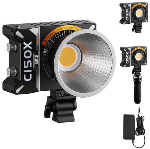 SIRUI Super Lampadine C150X 150W LED Video Light, COB Fotografia Portatile Fotocamera Luce Bicolore 2800K-6500K con Riflettore App Bluetooth Controllo Luminosità Illuminazione Uscita continua