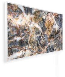 Könighaus bild-infravärmare - 450 Watt | 5 års garanti | Dubbel överhettningsskydd | Ultraplatt värmeelement för 5-12 m² | Ramfärg: vit | Motiv: 08. Natursten