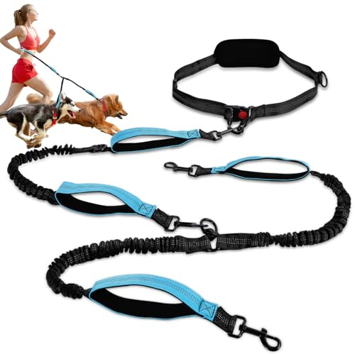 Correa De Adiestramiento, Correa para Perros Táctico, Correa Multifunción De Larga, Correa Elástica Amortiguadora con Reflectante, para Antitirones Entrenamiento Canino (Azul)