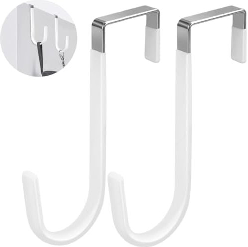 Over The Door Hooks - Duty Overdoor Hook for Hanging Towels, Coats Bags Clothes Bathroom Kitchen Starter Garland Hook, Rustproof Anti-Scratch Over Door Hangers Hooks (Fits Widths Up to 3.7cm)