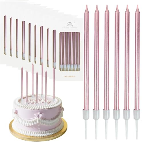 60 Candeline Rosa Compleanno, per Torta e Decorazioni | Candeline decorative rosa per torte di compleanno, feste di laurea e matrimonio. Ideali per decorazioni eleganti