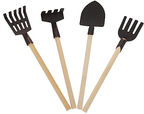 Generic 4Pcs Mini Gardening Tools for Shovel and Pitch Fork for Dollhouse Garden Play for Outdoor Activities and Creative Imagination