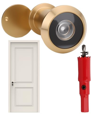 Mirilla de puerta, 200° gran angular lentes ópticas de vidrio para puerta de 35 a 60 mm de espesor con taladro agujero Ø 16 mm Longitud ajustable Instalación fácil segura