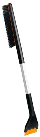 Fiskars Plus snöborste för bil och isskrapa, 2 borstzoner, skrapning med hård och mjuk kant, lång, 76 cm, med utbytbara delar, 1078494