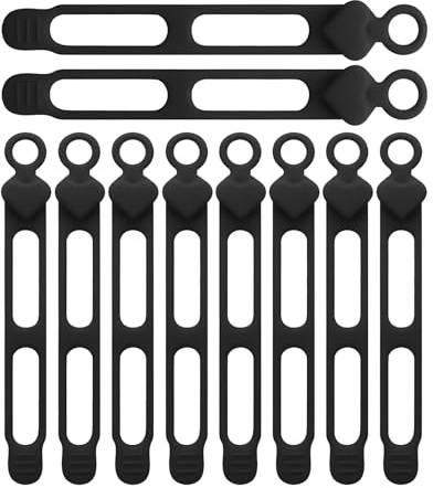 Bridas, 10 bridas de silicona | Multiusos ligadura elástica cables para exterior coche escritorio carga