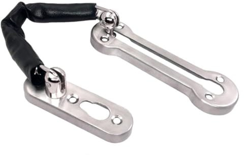 Homeponnew Verrou de porte pour sécurité intérieure, loquet de porte antivol en acier inoxydable 304 avec chaîne épaisse, argent, 10 x 3 x 2 cm