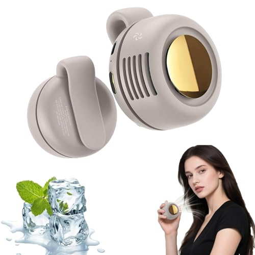 Small Portable Clip-On Fan – 3 Speeds Mini Bladeless Fan, Rechargeable and Silent for Office, Travel, Outdoor, Fits Shirt, Waist and Belt (White)