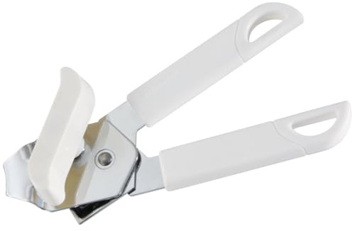 Fackelmann Abrelatas Dos Mangos, Abrir latas conservas, Acero Cromado, ABS, Polipropileno, plástico, Blanco, 1ud, 45541
