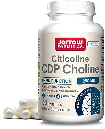 Jarrow Formulas Citicoline CDP 250 MG, CDP Choline Supplements, Support Brain Health, Performance and Memory, 60 Capsules, Up to a 60 Day Supply