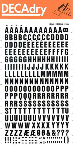 Buchstaben und Zahlen übertragbar, schwarz. Buchstaben 8 mm Schwarz